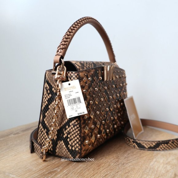*NEW* MICHAEL KORS KARLIE SATCHEL - SNAKE EMBOSSED - Picture 6 of 10